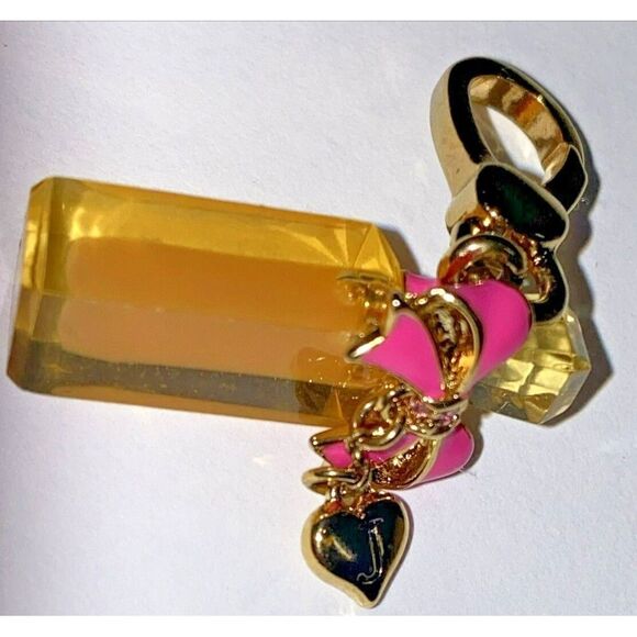 Juicy Couture 2013 Gold Viva La Fleur Pink Bow Fragrance Charm authentic RARE - Picture 9 of 11